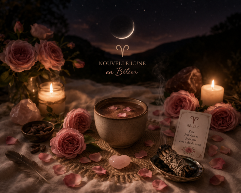 Nouvelle lune en bélier Cérémonie de rose et cacao2